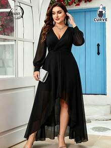 Plus Size Dresses - Black - View 2