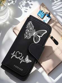 Women's Long Zipper Clutch Wallet With Large Capacity Card Slots, Featuring Exquisite Floral And Butterfly Pattern Design And Fashionable Coin Compartment; Perfect Gift For Friends, Family Or Mother For Daily Use, Thanksgiving Or Christmas - Multicolor - View 5