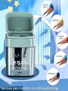 2pcs Premium Single-Hole Pencil Sharpeners For Students, Durable And Easy To Clean, With Cover Design To Prevent Debris Scattering, Compact Desktop Stationery Design, Suitable For Office, Home And School, Pink, Gray, White, Green Available, Manual Pencil/Eyebrow Pencil Sharpener, Random Style Delivery. - Default - View 8