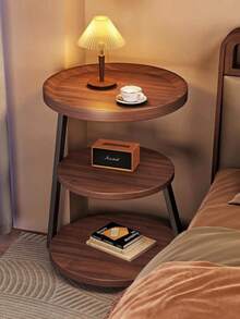 Living Room Sofa Side Table, Small Coffee Table, Storage Rack, Wooden Tabletop With Sturdy Metal Frame, Space Saving Nightstand, 3-Tier Display Accent Table For Home Decor Beside Sofa In Living Room & Bedroom - Multicolor - View 12