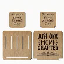 A Wooden Bookend - Vintage Style, Suitable For Bedside Table And Desk, Perfect Gift For Readers, Includes "Read One More Chapter" Design, Book Lover Gift - A - View 1