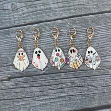 5pcs Halloween Ghost Keychains, Cute & Funny Keychains, Suitable For Halloween Theme Party Decorations, Unique Backpack & Key Pendant - Multicolor - View 6