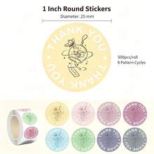 Cuộn 500 miếng nhãn dán cảm ơn họa tiết hoa nhiều màu phong cách graffiti, tròn 1 inch, 8 màu, nhãn dán đóng gói bánh, nhãn dán niêm phong phong bì quà tặng, nhãn dán niêm phong thiệp mời, nhãn dán trang trí DIY, nhãn dán PVC tự dính dạng cuộn - Nhiều màu - Xem 7