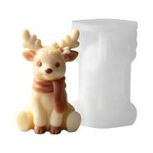 Christmas Scarf & Deer 3D Silicone Mold, Suitable For Aromatherapy Candles, Fragrance Diffuser Plaster, Handmade Soap, Resin Decor, Home Desktop Decoration, Party Setup, Craft Studio, Holiday Gift Making Tool, Easy Demolding Handmade Mold - Christmas Reindeer Silicone Mold - View 5