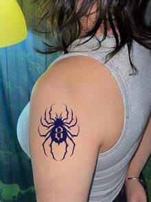 Halloween Tattoo Stickers, 2 Sheets/Set Realistic Creative Spider Makeup Pattern Temporary Tattoos, Long-Lasting Non-Permanent Stickers, Disposable Lasts 1-2 Weeks, Ideal Gift For Fashion People - Light Grey - View 6