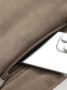 Vancamel Pulse Men's Solid Color Hooded Thermal Lined Jacket, Outdoor Commute Warm Jacket, Versatile Sporty Minimalist Coat, Autumn/Winter - Brown - View 6