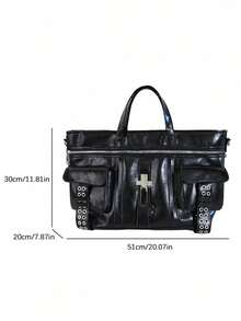 Tas Tote Bergaya Motor Multifungsi Mewah yang Dipersonalisasi, Tas Selempang Kasual Serbaguna Kapasitas Besar, Tas Wanita Desain Niche - Hitam - View 8