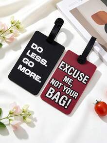 2PCS Funny Text Luggage Tags, Travel Business Trip Boarding Anti-Confusion Hanging Tags, Minimalist Highly Attractive Suitcase Accessories, Customizable Hand-Written Information Check-In Labels, Practical Travel Luggage Tags Party Birthday Gift - Multicolor - View 6