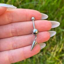 1PC Spike PUNK Dangle Belly Button Ring: Surgical Steel Navel Piercing, Suitable For Daily Wearing - Multicolor - View 3