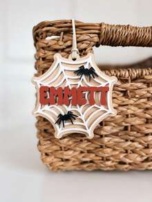 Label Jaring Laba-laba | Label Keranjang Halloween | Label Keranjang "Boo" | Label Halloween yang Dipersonalisasi | Label Tas "Trick or Treat" - Rust Brown - View 7