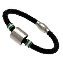 Celtic FC Leather Ring Bracelet - Black/Steel - View 2