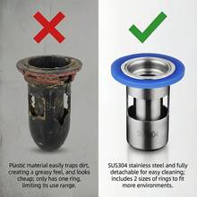 1pc Stainless Steel Anti-Odor Anti-Insect Backflow Prevention Drain Core, With Quick Drain Valve And Removable Hair/Jewelry Collector, Suitable For Sink, Bathtub, Shower, Drain Outlet, Applicable To Plumbing System - Blue - View 2