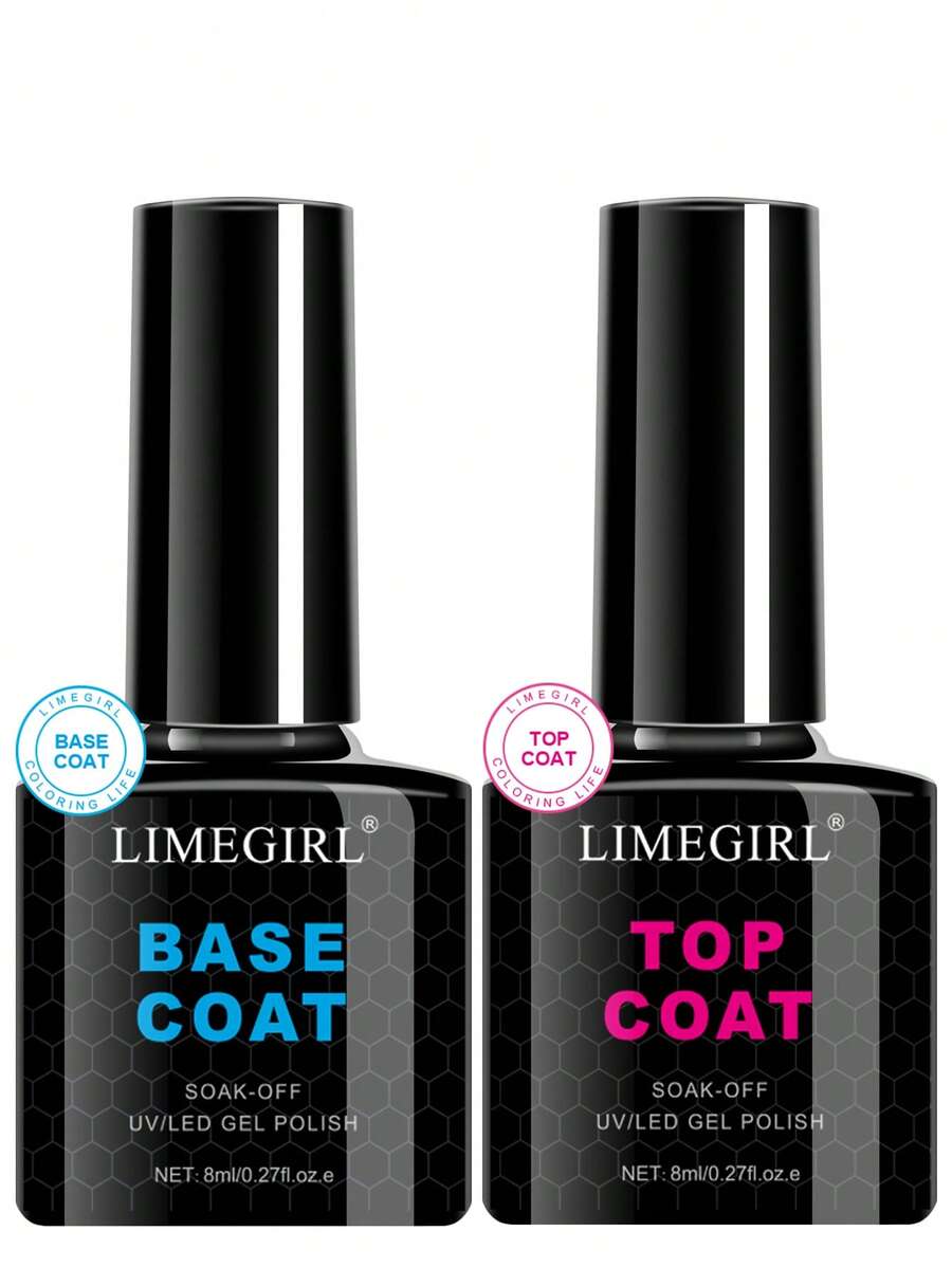 LIMEGIRL Gel Base & Top Coat Set 1/2/3pcs 8ml Clear Gloss Long-Lasting No-Wipe Soak-Off Gift For Women - Black - View 1