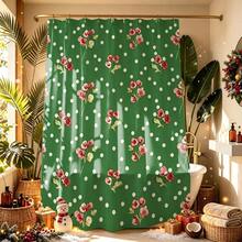 1件裝聖誕樹浴室浴簾，復古設計，防水浴簾，適用於浴缸隔斷，浴室裝飾與配件，居家裝飾禮品，附12個掛鉤 - 彩色 - 查看 6
