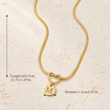 Initial Charm Snake Chain Gold Plated Letter Necklace For Women Men With Heart Knot Disc - Yellow Gold - View 4