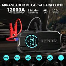 Arrancador de Batería para Auto Portátil con Compresor de Aire 150 PSI, Inflador de Neumáticos con Pantalla Digital LED y Linterna, Cargador de Emergencia Multifunción para Coche y Moto - Negro/Gris - Ver 2