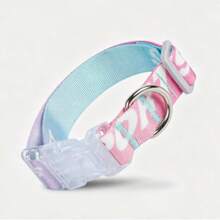 1pc-Gradient Pet Collar, Nylon Dog Collar, Pastel Pink Blue Cat Collar, Adjustable Puppy Collar With Metal D Ring, Transparent Buckle, Cute Letter Print, Soft Comfortable Neck Strap For Small Medium Dogs, Aesthetic Pet Supplies - Pink - View 13