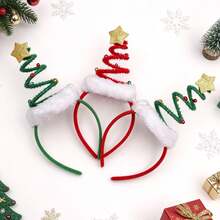 1pc/New Christmas Tree Shaped Headband Adult Party Decoration Cute Christmas Tree Headband Hair Accessory - Multicolor - View 9