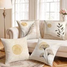 4pcs/1pc Bohemian Plant & Sun Pattern Pillow Covers, Single-Sided Print Cushion Cases, Suitable For Living Room, Bedroom, Home Decor, All-Season Use - Multicolor - View 9