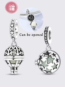 1 Pieces Original Design Silvery Color Hot Air Balloon Charms Beads For Women Luminous Star Pattern Fits Original Bracelet & Necklace DIY Making - Multicolor - View 10