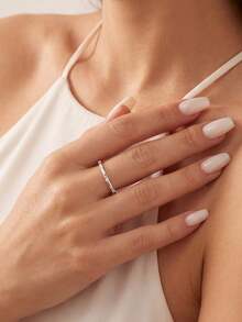 1pc Moissanite Ring Exquisite Micro Pave Diamond Band Ideal For Women's Parties And Everyday Wear - Round Moissanite Ring - View 10