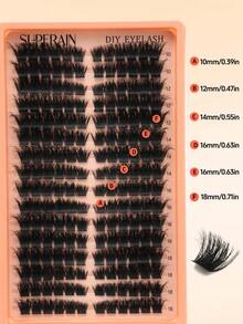 192pcs Thick False Eyelash Clusters, 200D D Curl, 10-18mm, Suitable For Beginners, Create Charming Dense Voluminous Lashes, Gift For Girls - D - View 6
