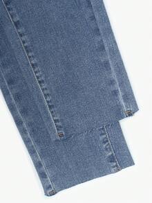 Women's Blue Skinny Jeans, Stretchy Distressed Sexy Ripped Denim, Y2K Retro Casual Style, Autumn/Winter - Blue - View 11