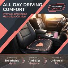 1pc Striped Heart Rhombus Print Car Seat Cushion, Breathable Anti-Slip Car Seat Pad, Car Interior Accessory - A - View 4