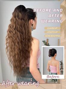 HEYPINK Clip-In Ponytail Hair Extensions, Gradient Color, 26 Inch Long, Water Wave, Heat-Resistant Synthetic Fiber Hair Pieces, Suitable For Women And Girls, Party And Daily Wear - Ombre - View 4