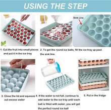 33 Grid Ice Cube Tray With Lid – Round Ice Ball Maker Mould, Easy Release Silicone Tray UK - Mint Blue - View 9