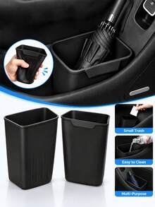 Kotak Penyimpanan Interior Mobil, Organizer Penyimpanan Samping Pintu Mobil Silikon Hitam dengan Tempat Payung dan Tempat Sampah, Aksesoris Mobil (Hitam) - A - View 2