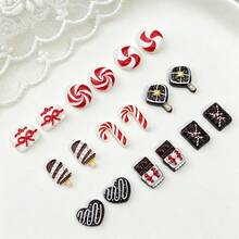 20/50/100pcs Christmas Style Chocolate Candy Cane Resin Charms, Realistic Candy Popsicle DIY Cream Glue Phone Case Hair Clip Handmade Stickers - Random Mix - Multicolor - View 9
