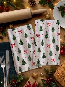 2pcs Minimalist Christmas Tree & Red Bow Polka Dot Pattern Kitchen Towels, 40*60cm Soft Microfiber Tea Towels, Suitable For Home Kitchen Restaurant Outdoor Camping Tabletop Cleaning Dish Cloth Hand Towel Accessories, Winter Christmas Theme Kitchen Towels Holiday Gift - Multicolor - View 9