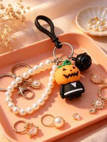 Cartoon Halloween Pumpkin Keychain Pendant Cute Skull Doll Car Key Chain Gift Charm - Multicolor - View 6