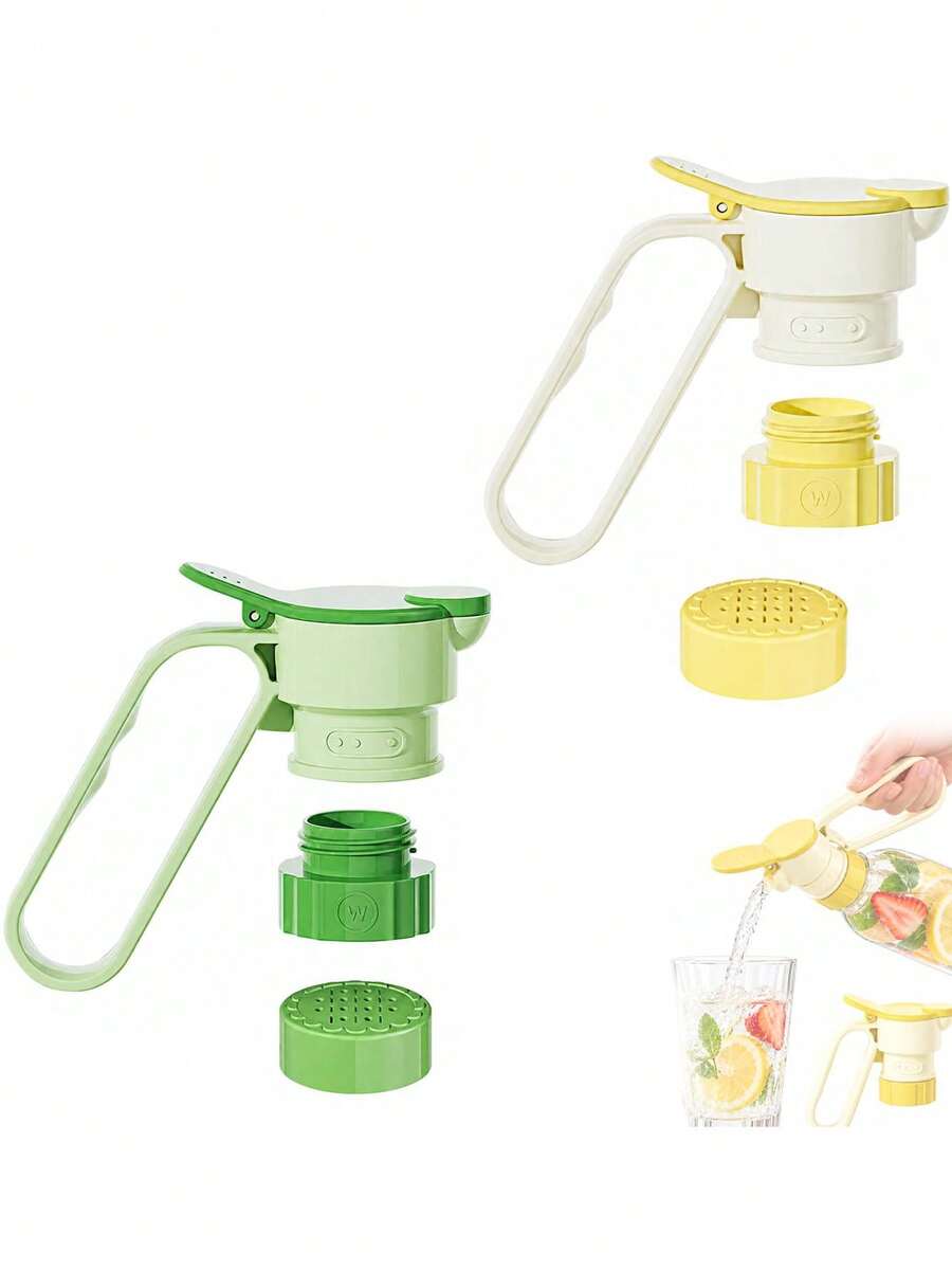 1/2/4/6pcs Multi-Function Bottle Spout With Handle, Filtered Beverage Dispenser Mouth, Easy Pour Bottle Cap Accessory For Water, Juice, Iced Tea And Drinks, Kitchen Refrigerator Beverage Pourer - Multicolor - View 1