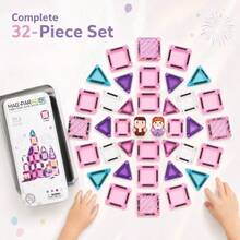 35pcs Mini Magnetic Tiles | Transformable Magnetic Building Blocks - Children Outdoor Puzzle Educational Toys - Portable Travel Iron Box Magnetic Tiles Set - Multicolor - View 6