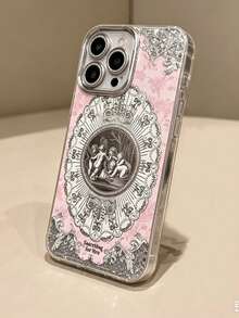 Ins復古藝術天使手機殼，適用於Apple 17 Pro Max/17 Pro/17 Air/17/16 Pro Max/15 Pro Max/14 Pro/13 Pro，內置鏡頭膜/15 Pro/12/14 Pro Max/15/16 Plus - 粉色 - 查看 4