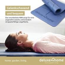 Yogamatte Gymnastikmatte I Phthalatfreie NBR Fitnessmatte Rutschfest mit Tragegurt I Sportmatte für Yoga & Pilates I Trainingsmatte mit Ausrichtungslinien - Blau - Übersicht 2