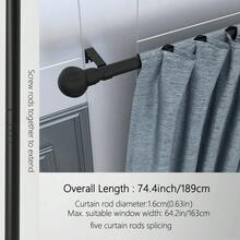 1pc, 5/8 Inch Metal Curtain Rod/Roman Rod/Shower Curtain Rod. Spiral Connector Extends From 45 Inches To 147 Inches, Wall Mounted, Sturdy And Durable. Lantern Decor Curtain Rod Bracket Set, Available In White, Black, Gold, Silver. Modern Classic Style - Multicolor - View 28