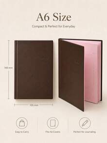 1pc Strawberry Chocolate A6 Notebook, Minimalist Pure Pink Pocket Diary, Suitable For Daily Recording And Planning Management, Perfect For School, Office, Travel, Journaling, Goal Setting And Creative Writing, Great Gift For Women, Girls, Students And Friends - Multiple Styles - View 3