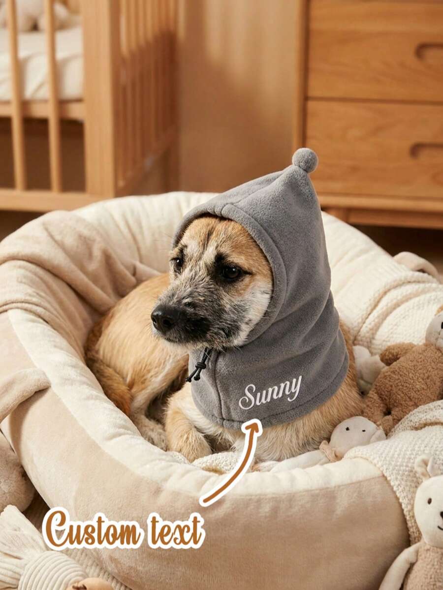 Topi Anjing Bordir Nama Kustom, Topi Hewan Peliharaan Musim Dingin yang Dapat Diatur, Aksesori Hewan Peliharaan Lembut dan Nyaman, Penutup Kepala Anjing Hangat untuk Cuaca Dingin, Hadiah Hewan Peliharaan yang Lucu - topi warna polos - View 1