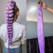 1pc 26inch Purple Synthetic Hair Braids Ponytail, Fluffy Long Braided Hair Extension, Suitable For Women's Daily Wear, Decoration And Party - Multicolor - View 8