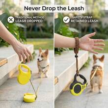 [Retractable Dog Leash] Heavy-Duty Retractable Dog Leash Set, 16FT/5M Anti-Tangle Walking Rope, With Anti-Escape Safety Wristband, One-Click Brake Lock, Comfortable Non-Slip Handle, Suitable For Small, Medium And Large Dogs [Halloween Christmas] Gift - Multicolor - View 5