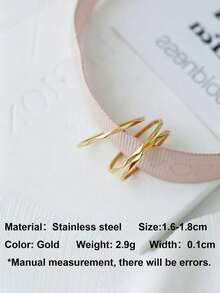 3Pcs Stainless Steel Rhombus Texture Gold Plated Women Fashion Personalized Minimalist Stackable Ring - Gold - View 2