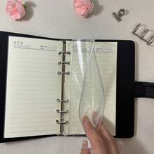 10/5 buah Kantong File PVC Transparan Berkilau Emas dengan Resleting, Desain 6 Lubang, Tiga Ukuran A5/A6/A7, Cocok untuk Buku Catatan Perjalanan, Tempat Kartu, Perlengkapan Kantor, Dapat Digunakan untuk Pencatatan Buku Harian, Pengorganisasian File, Cocok untuk Penyimpanan Buku Catatan Perjalanan dan Sampul Tambahan File, Kantong Penyimpanan Transparan Halus, Menggabungkan Fungsi Pengorganisasian File dan Penyimpanan Kartu Kecil. - Set - View 5