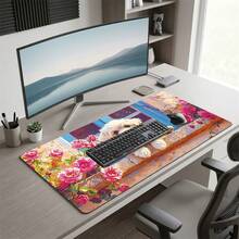 Colorful Petal And Puppy Pattern Gaming Mouse Pad, Non-Slip Rubber Desk Mat, Smooth Sliding Surface, Suitable For Computer Laptop Office Home, Cute Abstract Art Decor, Back To School Supplies - A - View 7