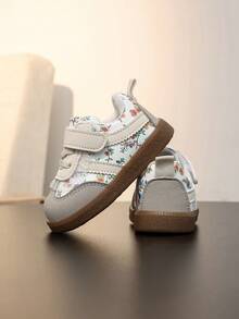 1 Pair Girls Lace Trim Lace-Up Shoes, Soft Sole Toddler Walking Shoes, Casual Sneakers For Spring And Autumn - Beige - View 5