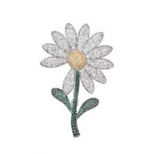 1PC Stylish Luxury Daisy Flower Brooch, Elegant Floral Lapel Pin For Women's Dresses & Blazers, Gift Accessory - Multicolor - View 5