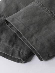 Faux Fur Washed Collar Workwear Parka Coat Warm Loose Down Jacket Button Up Top College Office Daily Winter - Grey - View 7
