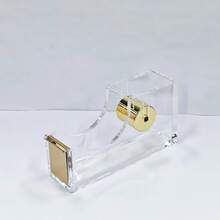 1pc Transparent Solid Acrylic Tape Dispenser, Modern Minimalist Style, With Sharp Metal Cutting Blade, Hollow Structure, Desktop Washi Tape Cutter Office Stationery Storage Rack - Tape Cutter - View 9